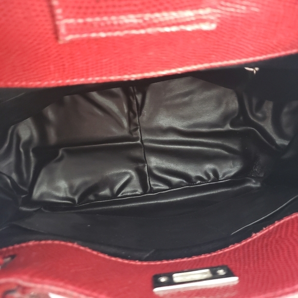 Vintage Muska Made In Italy red pebbled leather hobo satchel turn lock - Picture 10 of 12